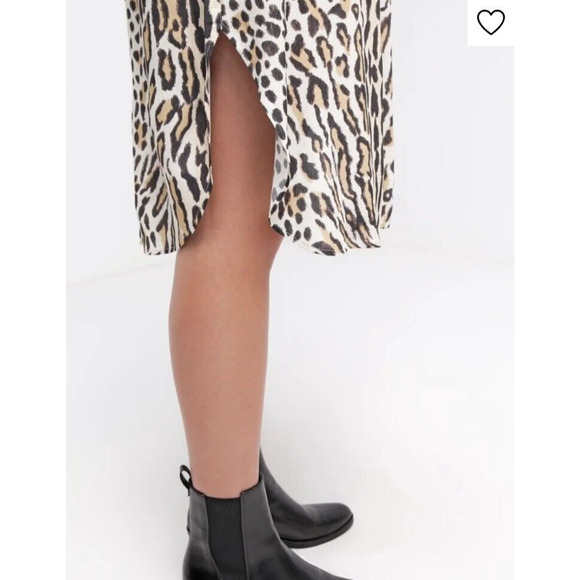 BY MALENE BIRGER Isslania Curved Hem Leopard print Shirt Dress Small? - Picture 7 of 12